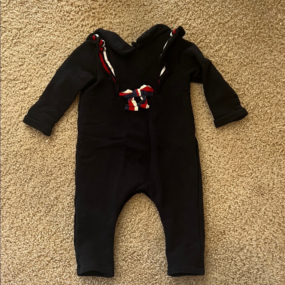 Gucci Navy Kids One Piece with Red and White Accents